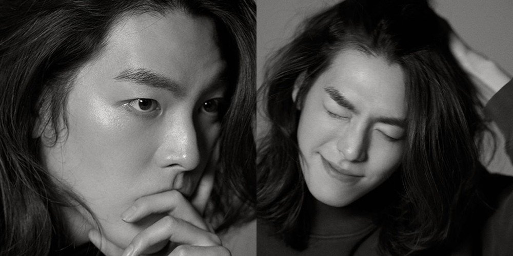 Kim Woo Bin Gorgeous Long Hair Photos In Black & White Pictorial