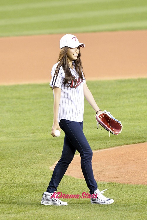 Letters reading Corona 19 Out are seen on the cap of LG Twins baseball  team's infielder Moon Bo-gyeong as a part of campaign to overcome the  coronavirus before the intrasquad baseball game