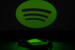 photo of green, spotify, greens, and neon lights